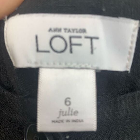 Loft Black Linen Julie Wide Leg Pants Size 6 - Picture 6 of 8